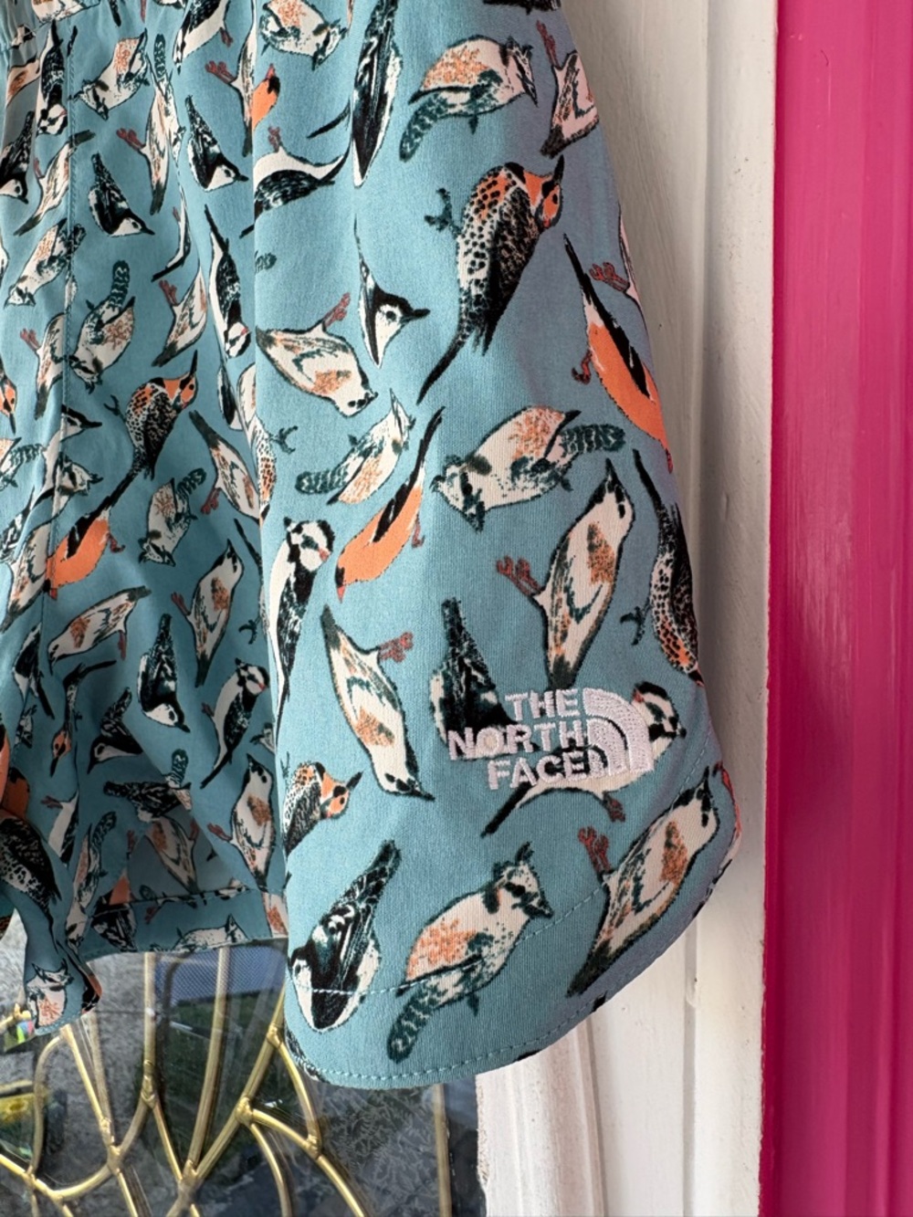 The North Face Teal Bird-Print Short-Sleeve Shirt